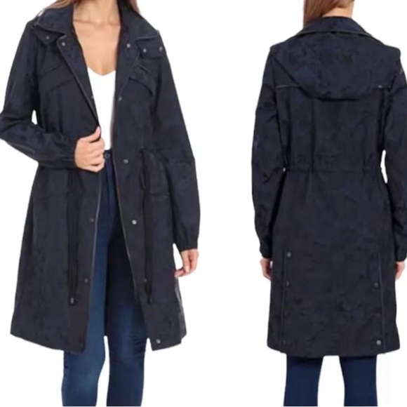 LONDON FOG Sz XL Jacket Coat Snap Zipper Closure Drawstrings Hooded Lined - Picture 1 of 13